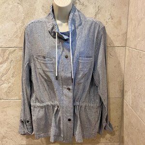 NWT Keren Hart Chambray Jacket With Drawstring Waist & Adjustable Sleeves